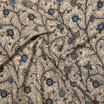 Beige - Kalamkari Printed Cotton Precut Fabric (0.9 meter) 47