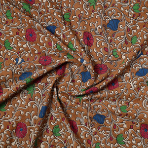 Brown - Kalamkari Printed Cotton Precut Fabric (2.2 meter) 48