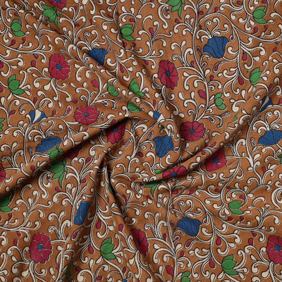 Brown - Kalamkari Printed Cotton Precut Fabric (2.2 meter) 48