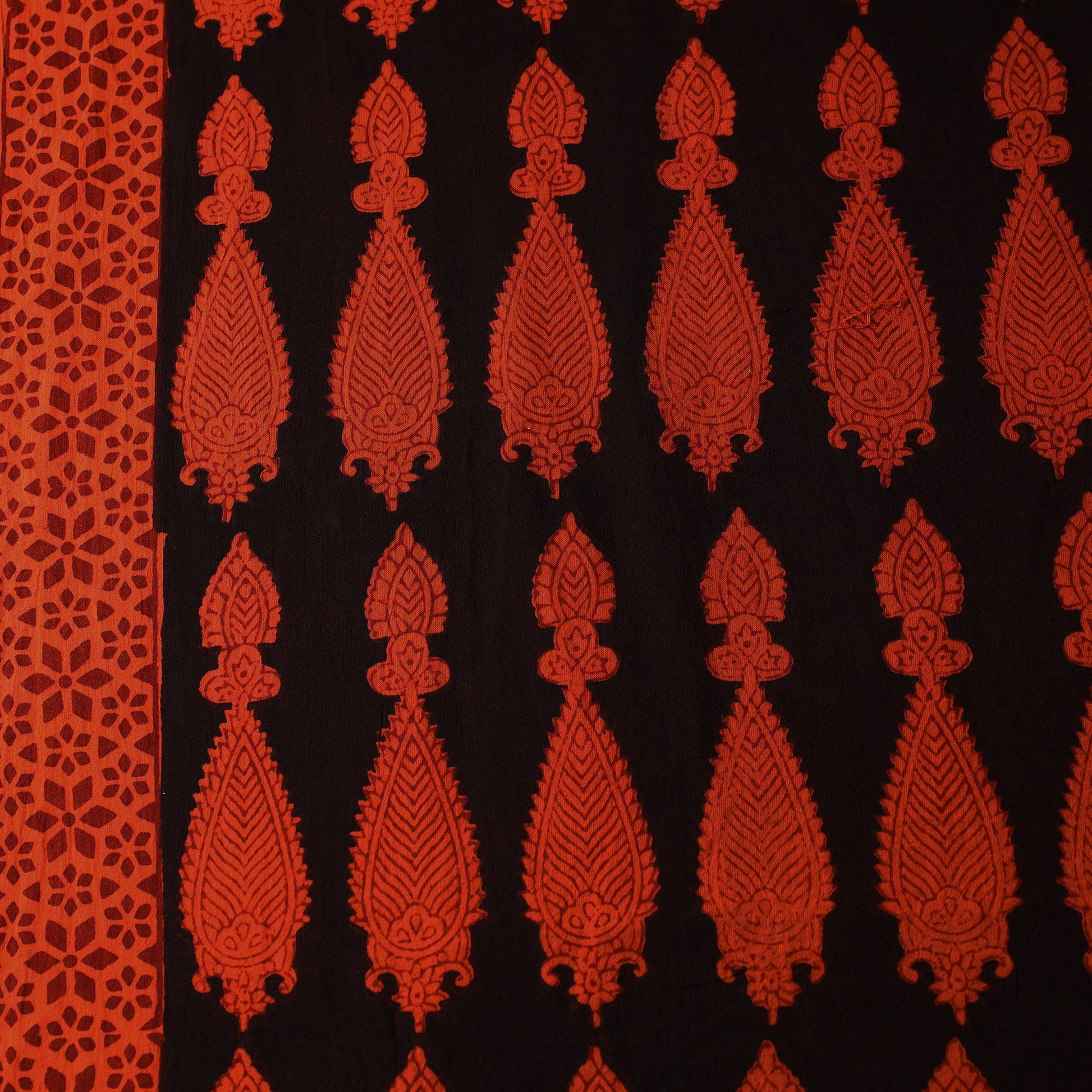 Black - Bagh Block Printed Cotton Fabric 02