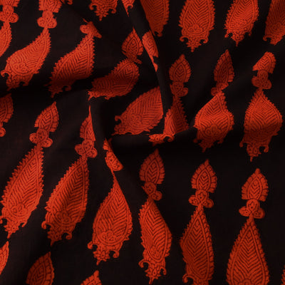 Black - Bagh Block Printed Cotton Fabric 02