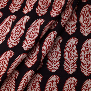 Black - Bagh Block Printed Cotton Fabric 03