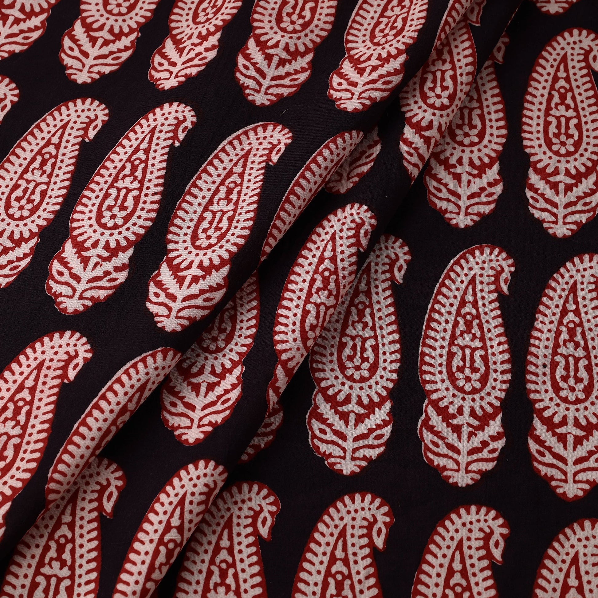 Black - Bagh Block Printed Cotton Fabric 03