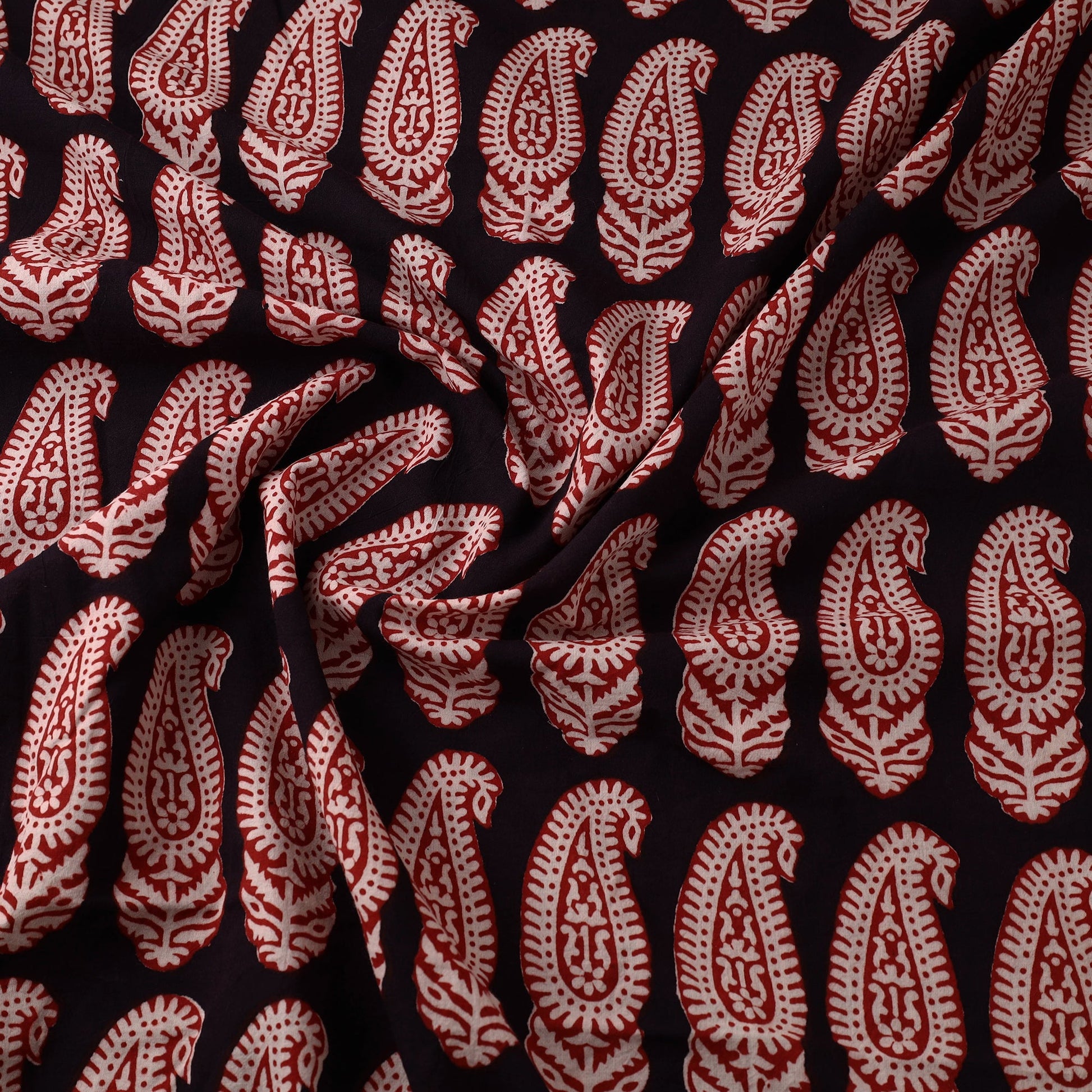 Black - Bagh Block Printed Cotton Fabric 03