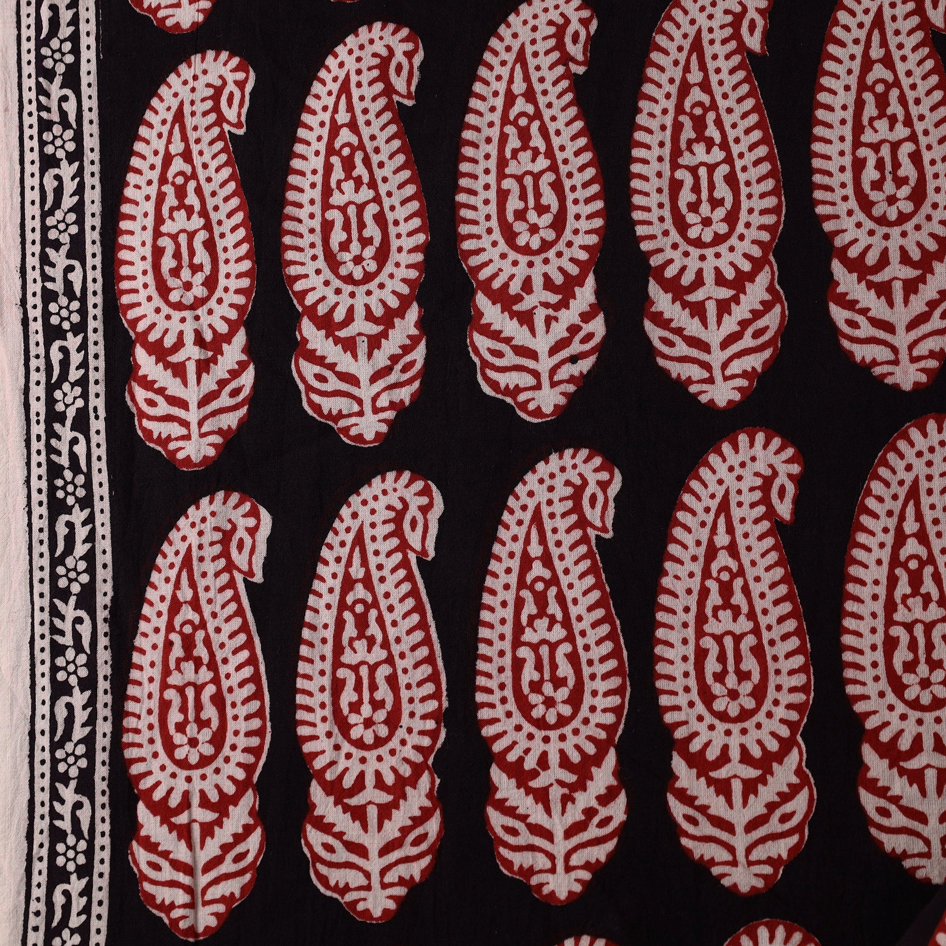 Black - Bagh Block Printed Cotton Fabric 03