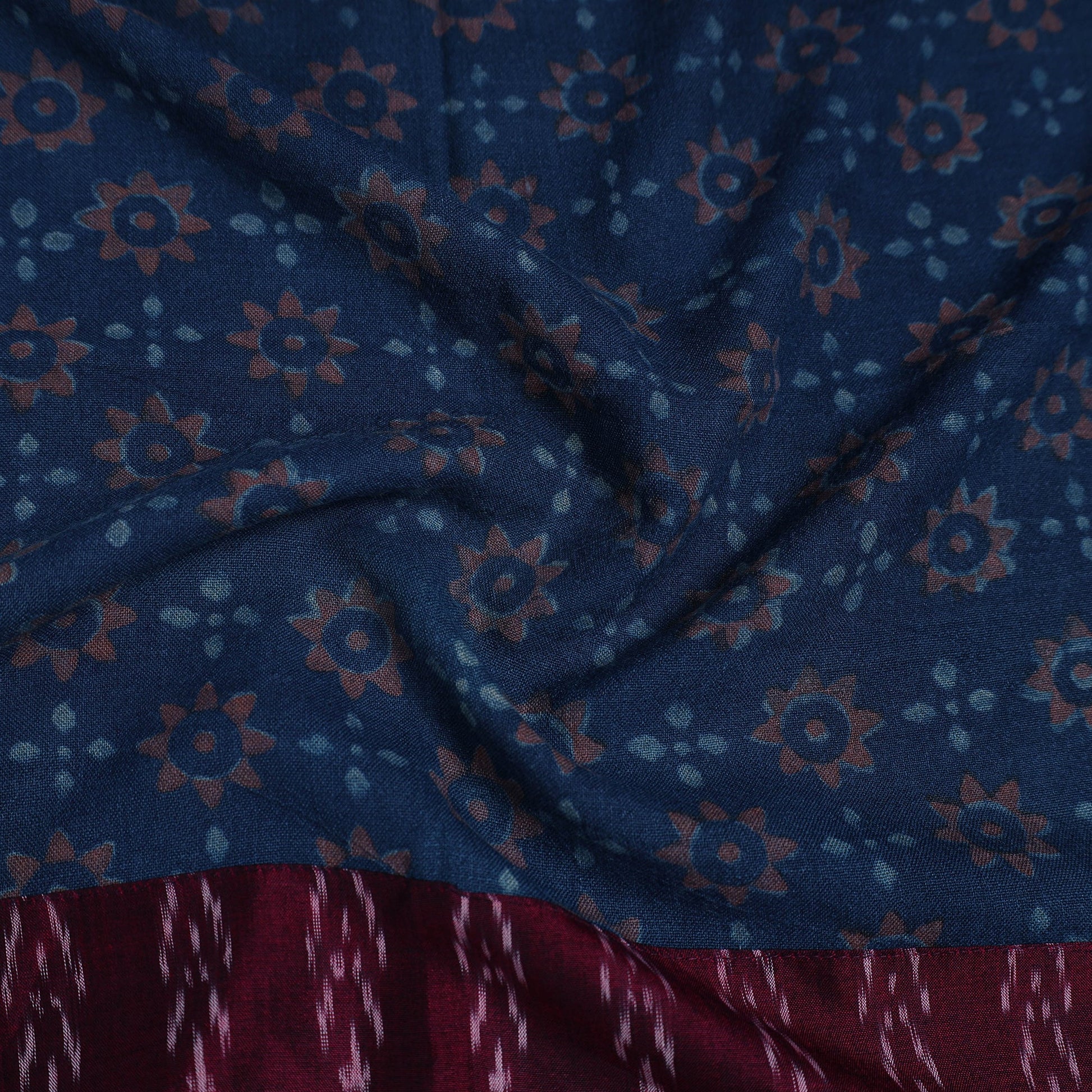 Blue - Block Print Woollen Akola Blouse Piece 25