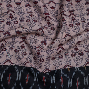 Beige - Block Print Woollen Bagh Blouse Piece 38
