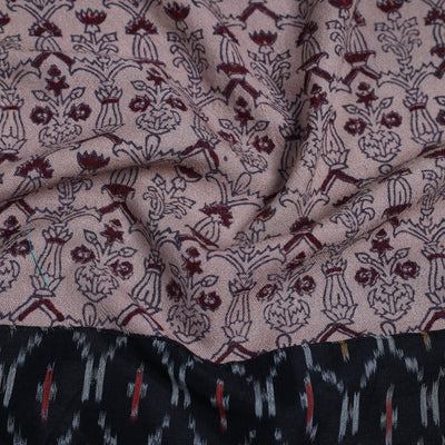 Beige - Block Print Woollen Bagh Blouse Piece 38