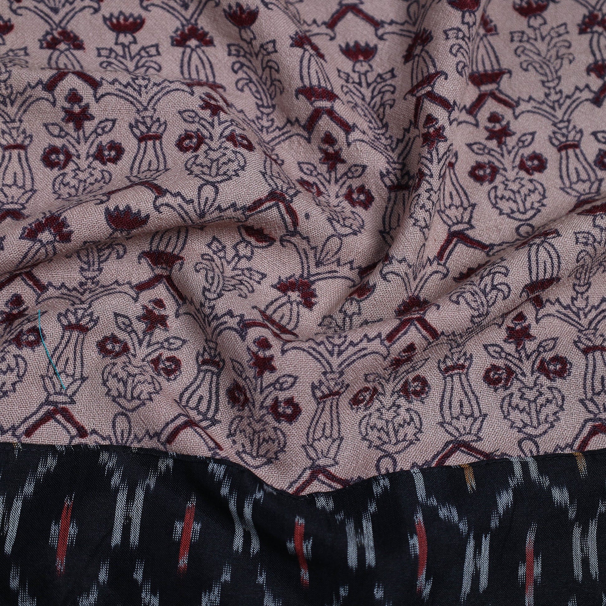 Beige - Block Print Woollen Bagh Blouse Piece 38