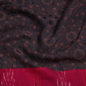 Brown - Block Print Woollen Ajrakh Blouse Piece 60