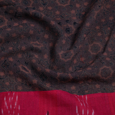 Brown - Block Print Woollen Ajrakh Blouse Piece 60