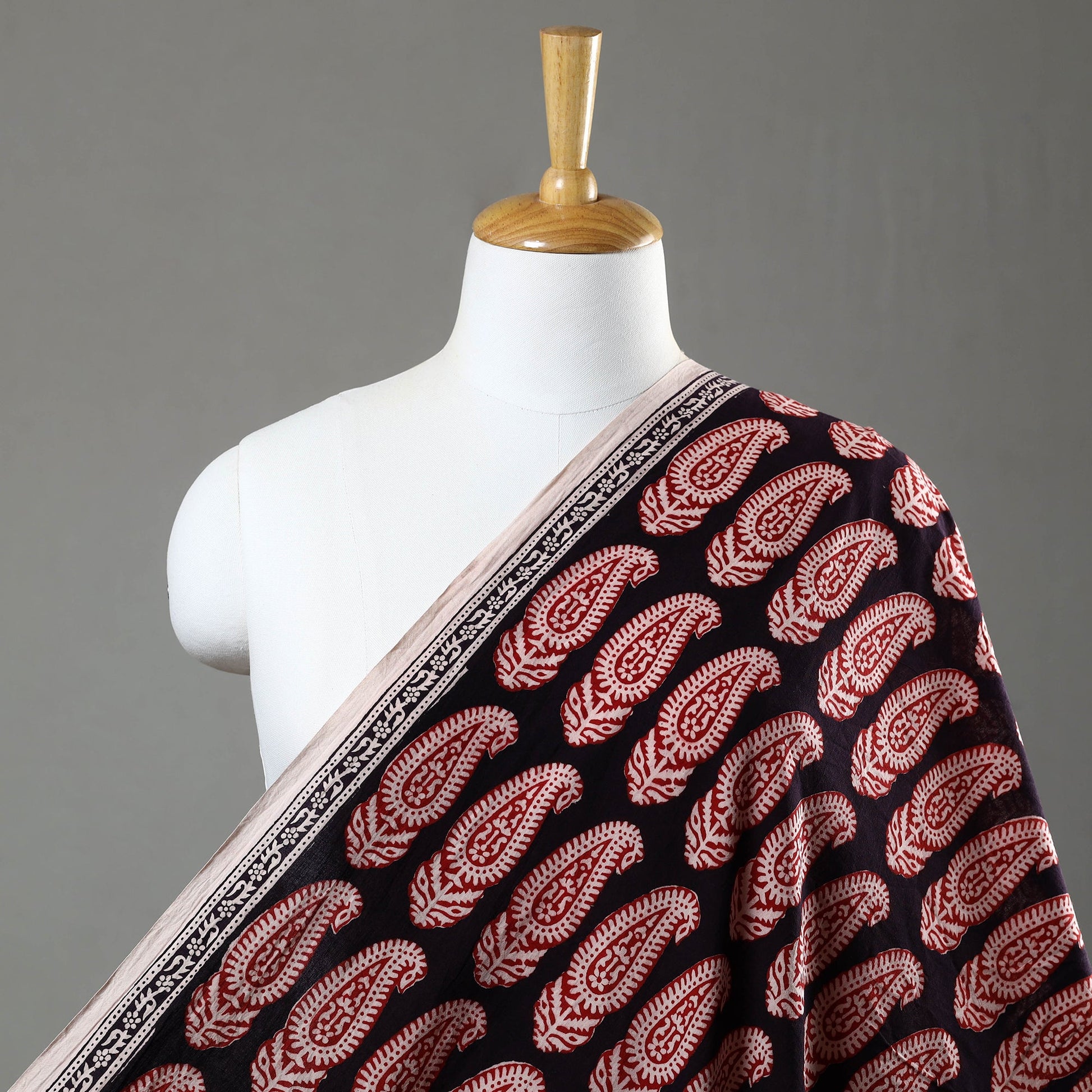 Black - Bagh Block Printed Cotton Fabric 03
