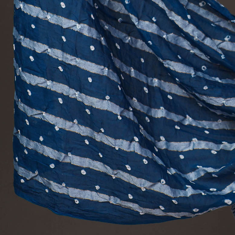 Blue - 3pc Satin Cotton Kutch Bandhani Dress Material 13