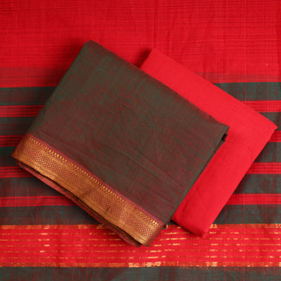 3pc Mangalagiri Handloom Cotton Suit Material Set with Zari Border 01