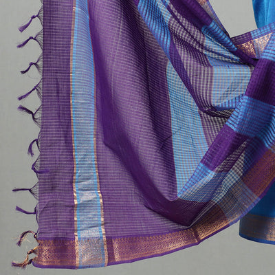 3pc Mangalagiri Handloom Cotton Suit Material Set with Zari Border 29