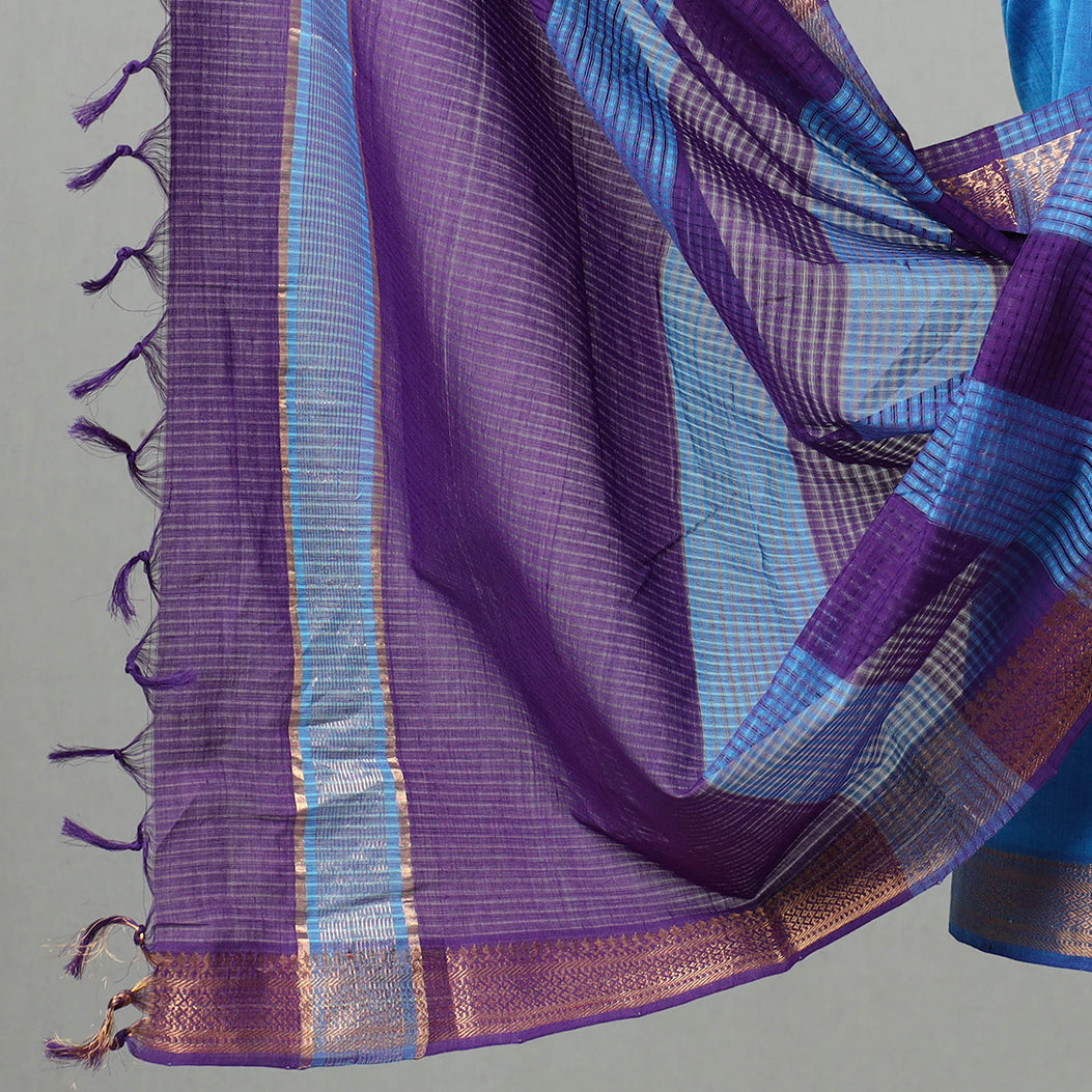 3pc Mangalagiri Handloom Cotton Suit Material Set with Zari Border 29