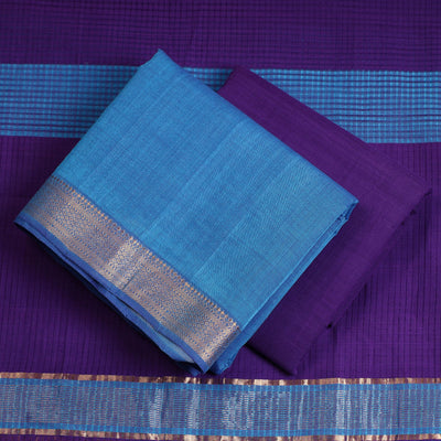 3pc Mangalagiri Handloom Cotton Suit Material Set with Zari Border 29