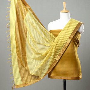 3pc Mangalagiri Handloom Cotton Suit Material Set with Zari Border 35