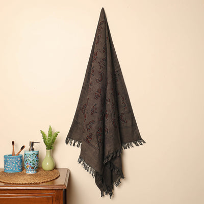Brown - Block Print Cotton Ajrakh Handloom Towel 70