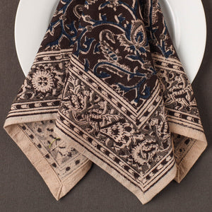 Brown - Pedana Kalamkari Block Print Natural Dyed Cotton Napkin 76