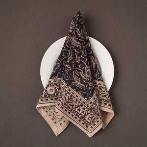 Brown - Pedana Kalamkari Block Print Natural Dyed Cotton Napkin 76