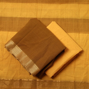 Brown - 3pc Mangalagiri Handloom Cotton Dress Material