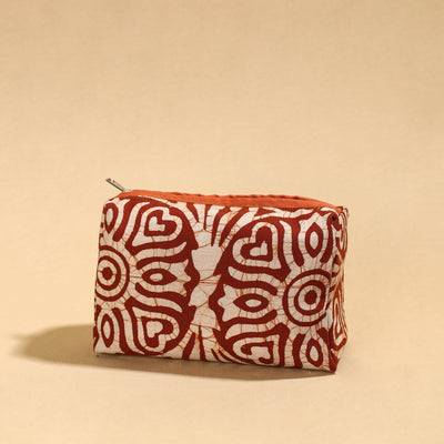 Brown - Hand Batik Printed Cotton Toiletry Pouch 04