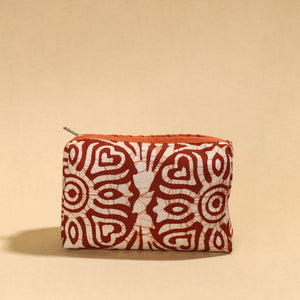 Brown - Hand Batik Printed Cotton Toiletry Pouch 04