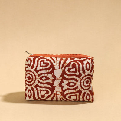 Brown - Hand Batik Printed Cotton Toiletry Pouch 04