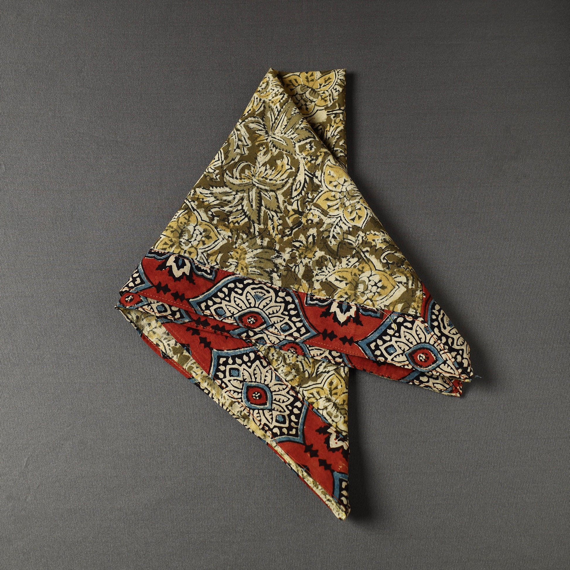 Brown - Kalamkari Block Printed Cotton Bandana