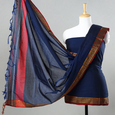 Blue - 3pc Dharwad Cotton Suit Material Set 30