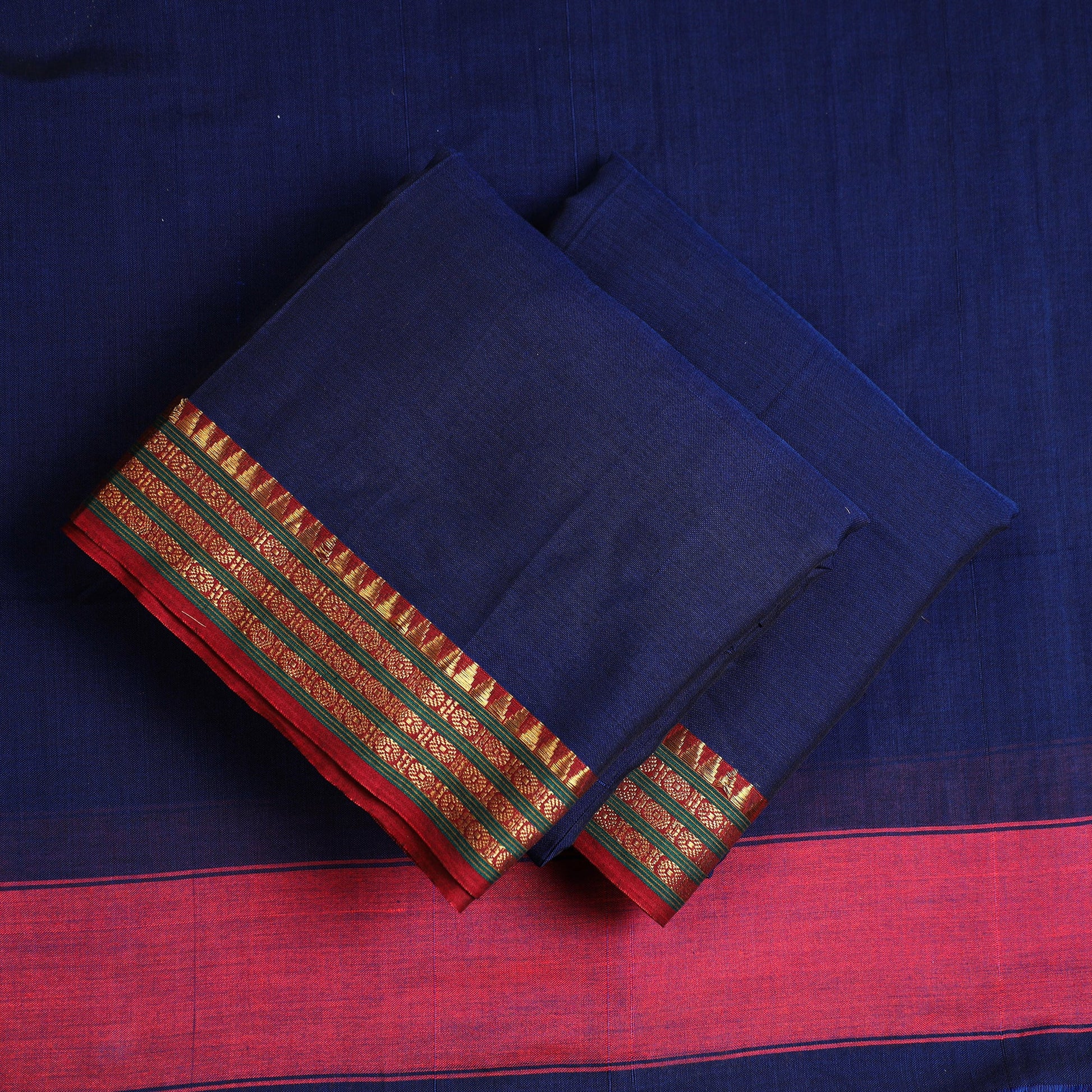 Blue - 3pc Dharwad Cotton Suit Material Set 30