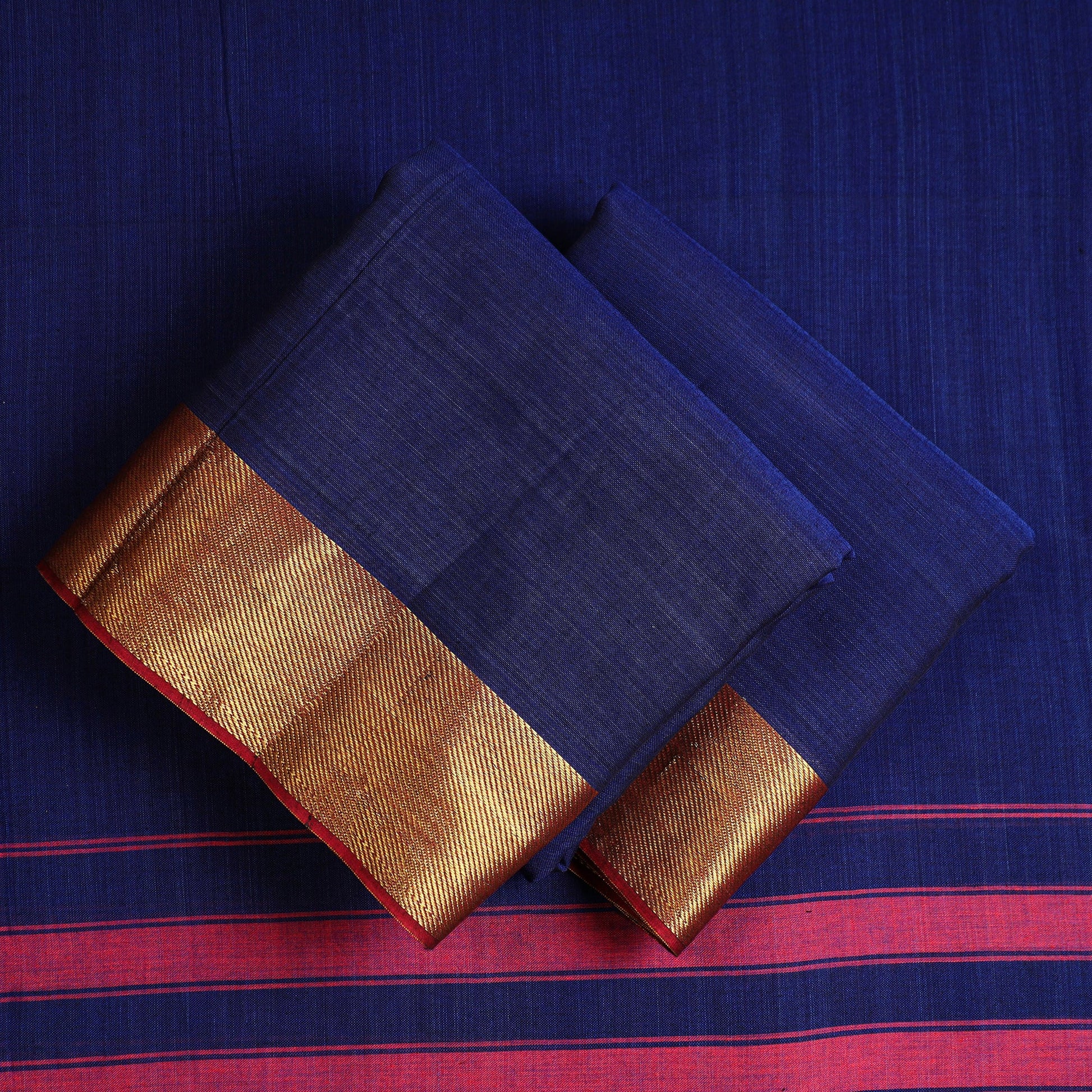 Blue - 3pc Dharwad Cotton Suit Material Set 37