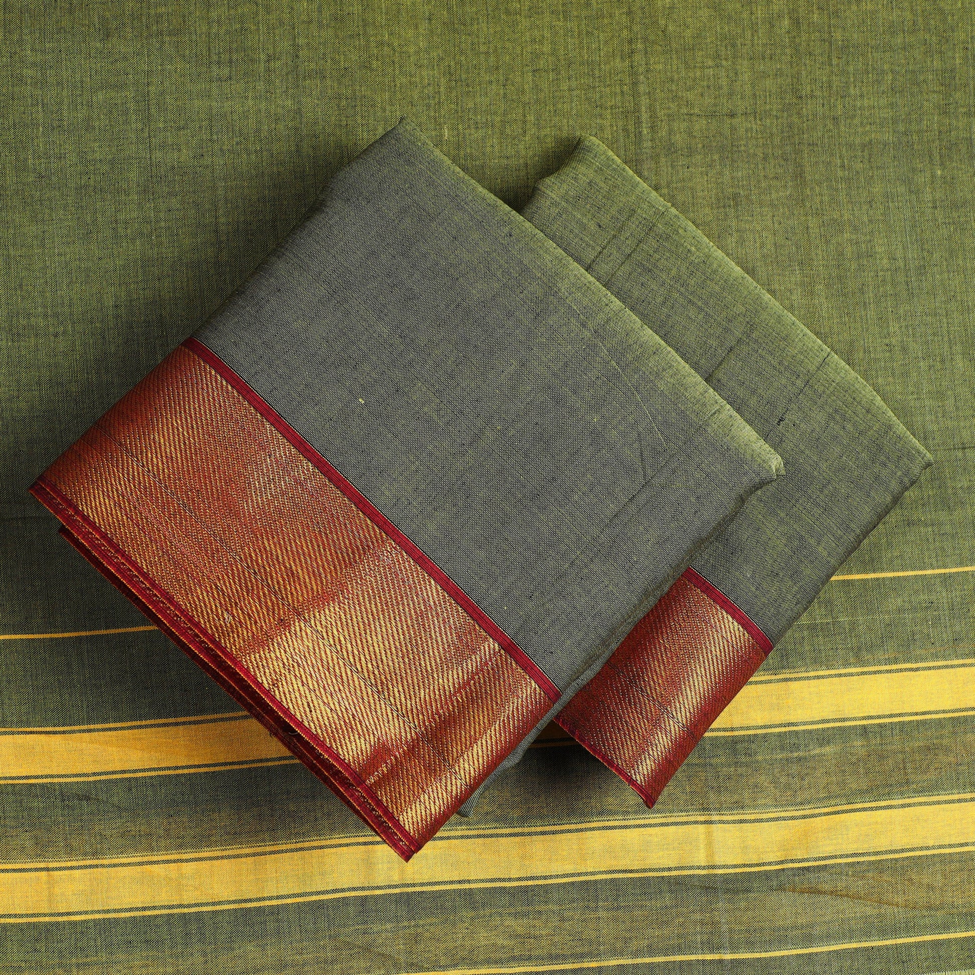 Green - 3pc Cotton Dharwad Dress Material 39