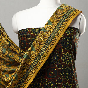 Brown - 3pc Ajrakh Block Printed Natural Dyed Cotton Suit Material Set 07