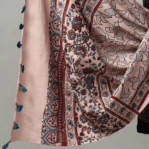 Black - 3pc Ajrakh Block Printed Natural Dyed Cotton Suit Material Set 08