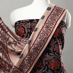 Black - 3pc Ajrakh Block Printed Natural Dyed Cotton Suit Material Set 12