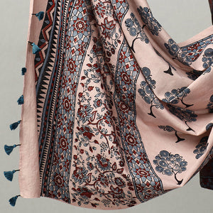 Brown - 3pc Ajrakh Block Printed Natural Dyed Cotton Suit Material Set 23