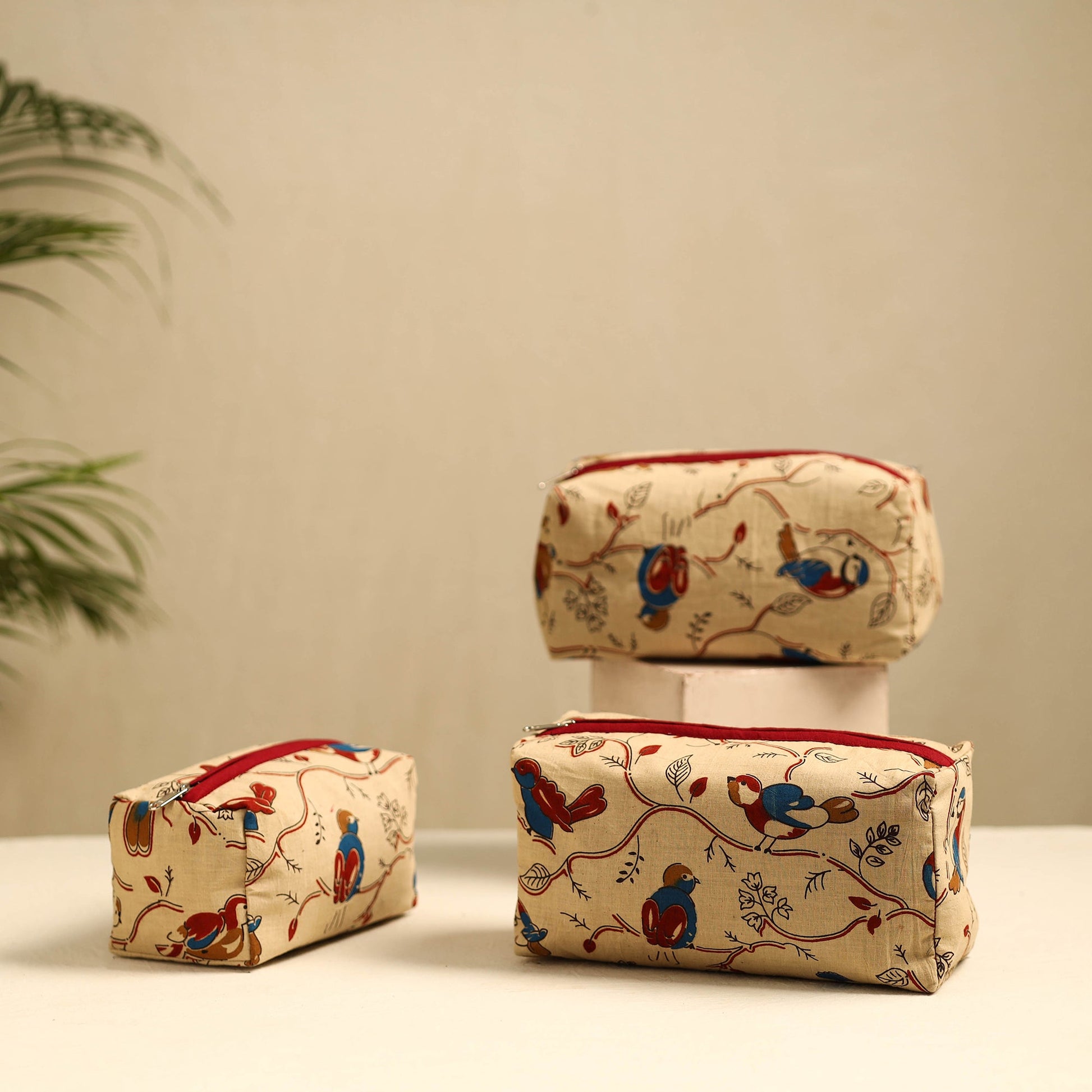 Beige - Handmade Cotton Toiletry Bags (Set of 3) 03