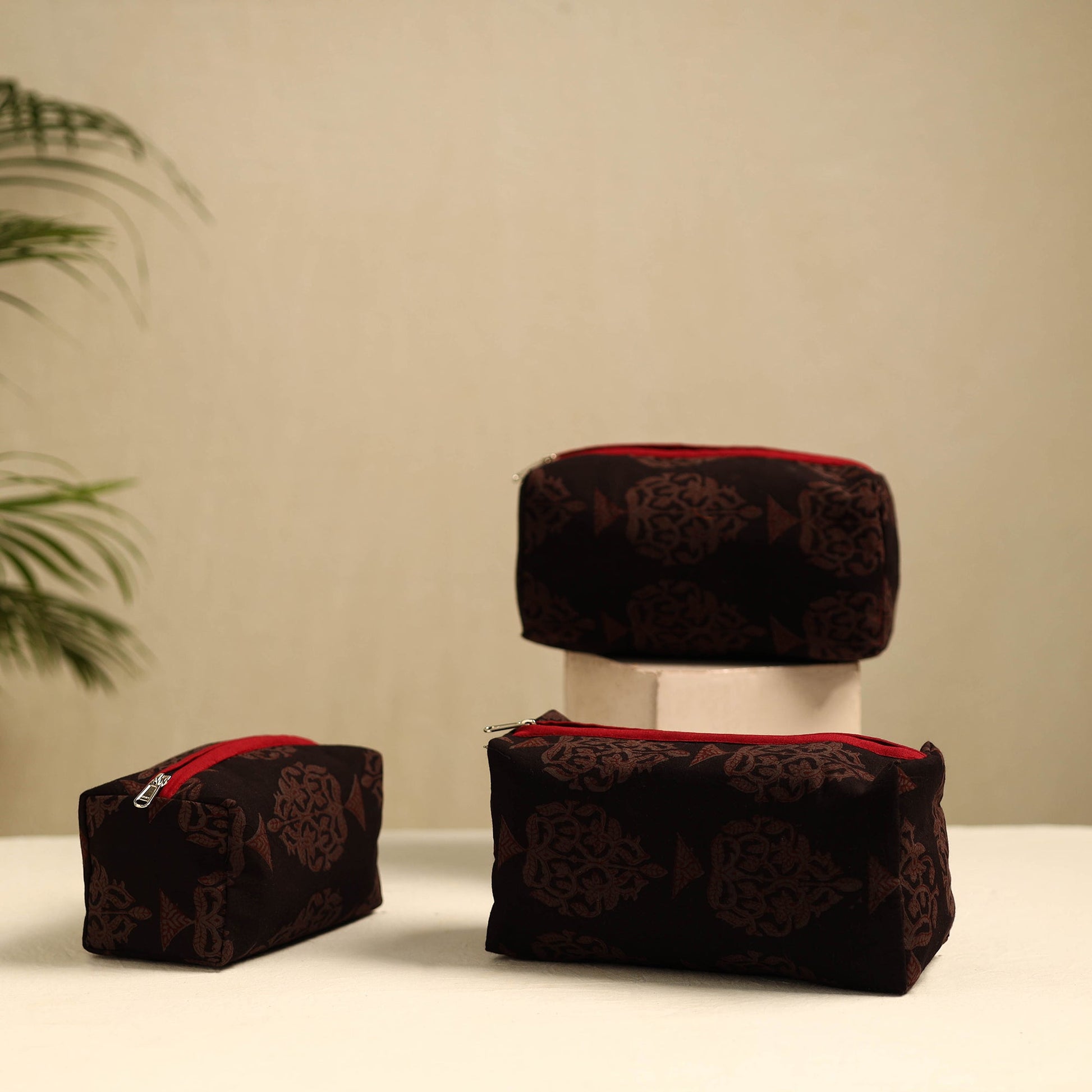 Black - Handmade Cotton Toiletry Bags (Set of 3) 06