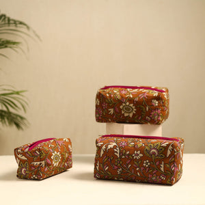 Brown - Handmade Cotton Toiletry Bags (Set of 3) 12