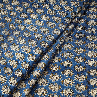 Blue - Bagru Block Print Cotton Fabric
