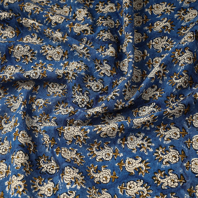 Blue - Bagru Block Print Cotton Fabric
