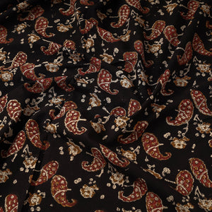 Black - Duplet Red Bagru Block Print Cotton Fabric