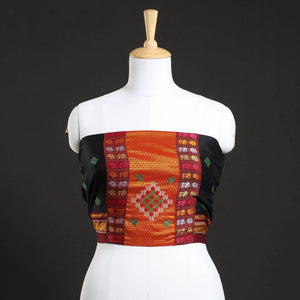 Black - Kasuti Embroidery Unstitched Khun Silk Cotton Blouse Piece