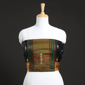 Black - Kasuti Embroidery Unstitched Khun Silk Cotton Blouse Piece
