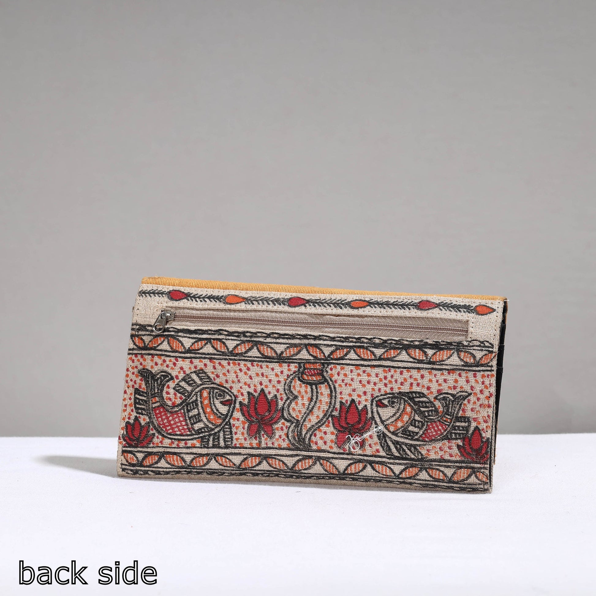Brown - Madhubani Handpainted Jute Cotton Clutch