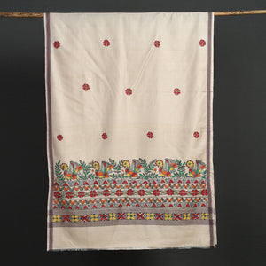 Beige - Madhubani Handpainted Tussar Cotton Handloom Dupatta