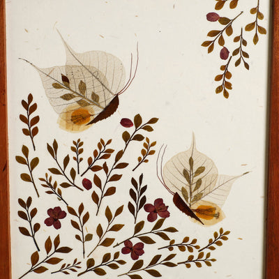 2 Butterfly - Flower Art Work Wooden Wall Frame (12.5 x 10 in)