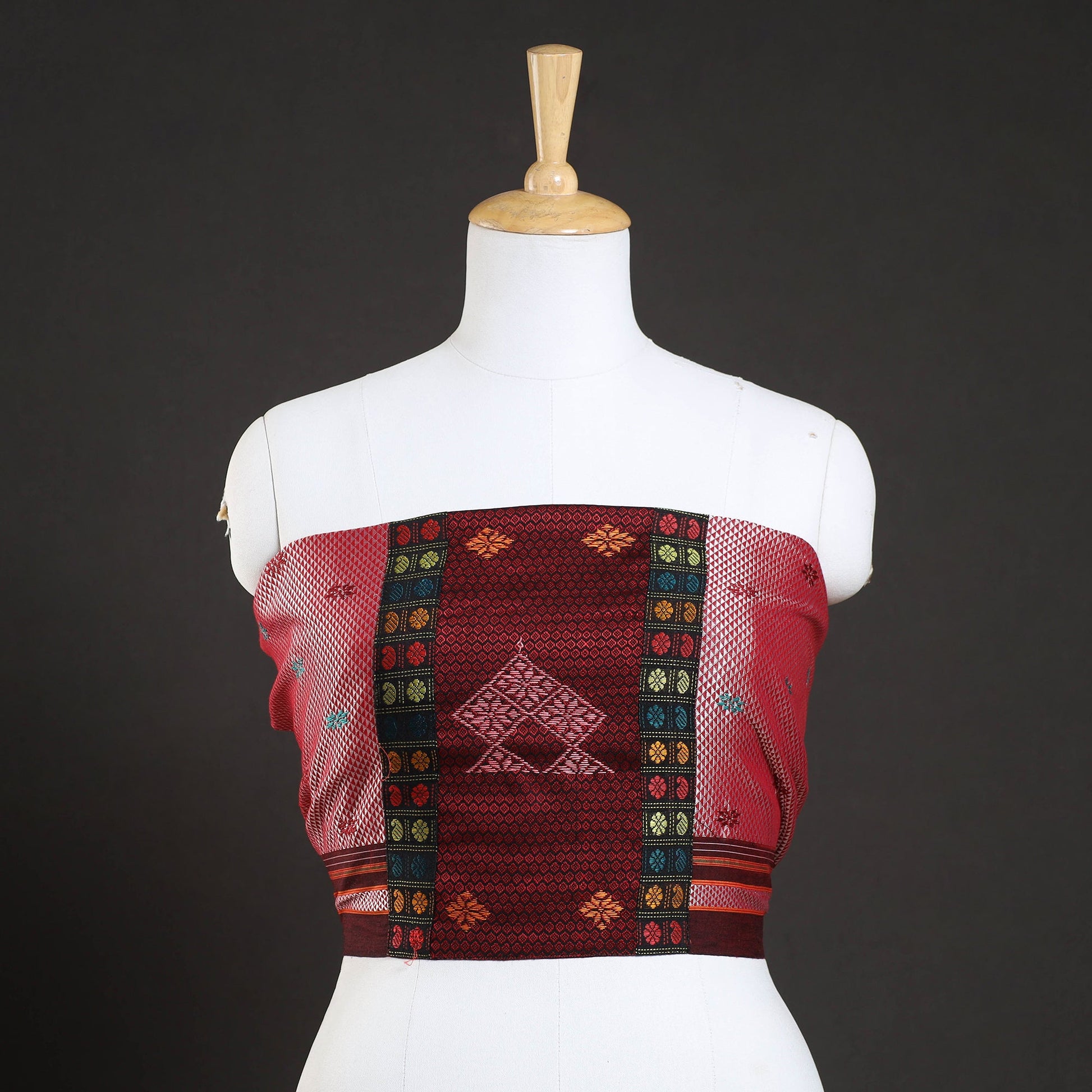 Pink - Kasuti Embroidery Unstitched Khun Silk Cotton Blouse Piece